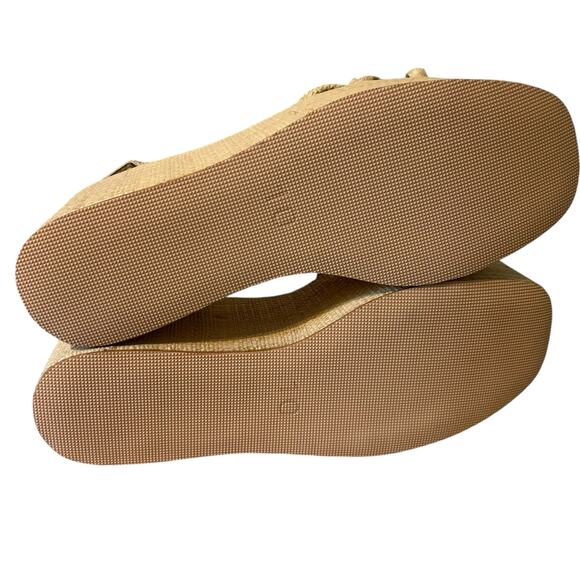 Raffia Platform Sandals SZ 10 Women Bow Ankle Strappy Espadrille Wedges Open Toe - Picture 7 of 9